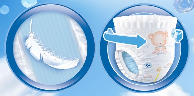 Tã quần Molfix Oxy size XL 62 miếng (12 - 17 kg) - Chất liệu