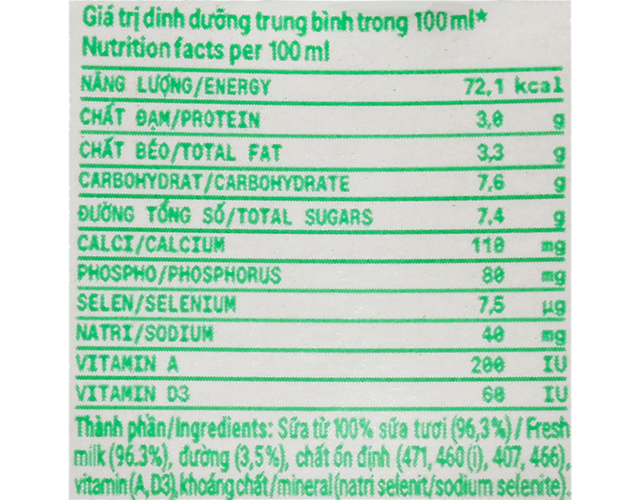 Thành phần dinh dưỡng