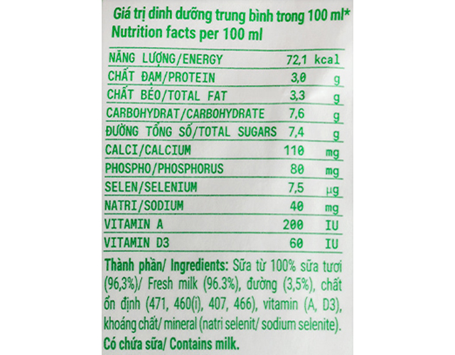 Thành phần dinh dưỡng