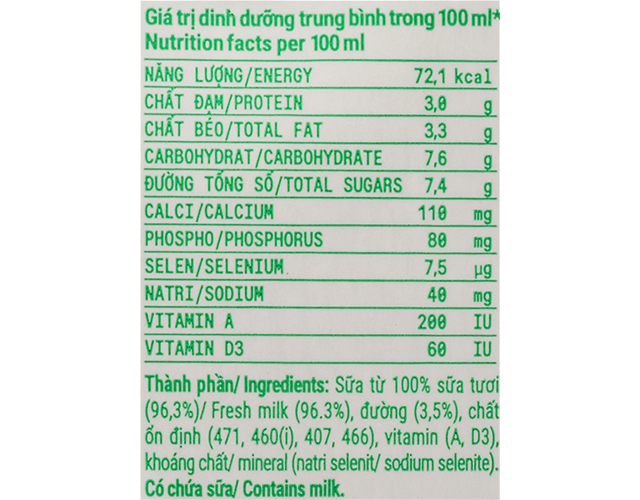Thành phần dinh dưỡng