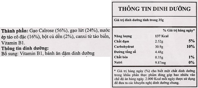 Thành phần dinh dưỡng