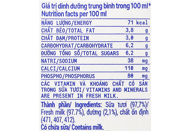Thành phần dinh dưỡng