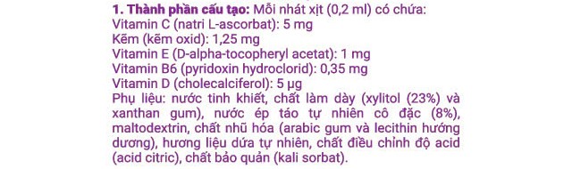 Valens ZIHOT oral spray hỗ trợ tăng sức đề kháng vị dứa, 25 ml dạng xịt (từ 0 tháng) - Thành phần